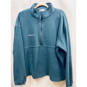 Columbia Mens Fleece Shirt  Long Sleeve Pullover 1/4 Zip Green Size XXL